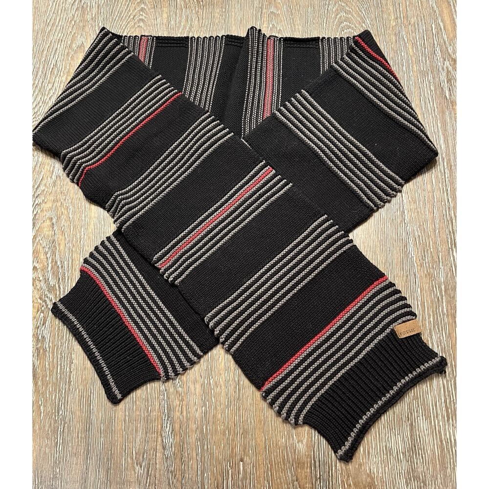 Vintage Y2K Fossil Striped Scarf Wool Blend Preppy Heritage - Picture 2 of 6